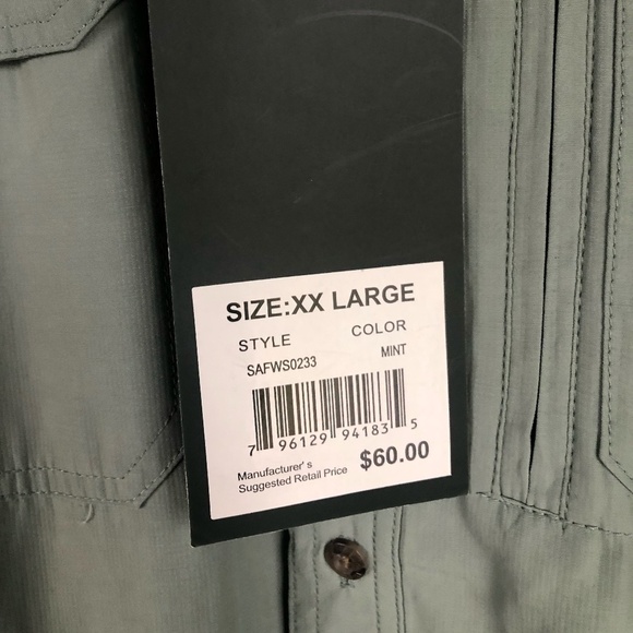 VINTAGE FIELD & STREAM UNIVERSAL TRAVEL SHIT MINT GREEN SIZE XXL NWT - Picture 8 of 10